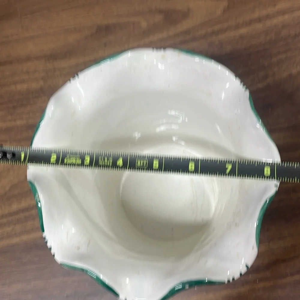 Floral‎ Ceramic Vase with Green Trim